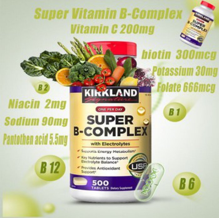 500 เม็ด Kirkland Signature Super B-Complex EXP.02/23 500 Tablets B-Complex with Electrolytes วิตามินบีรวม