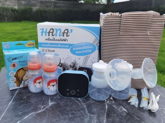 เครื่องปั๊มนมไฟฟ้า เครื่องปั๊มนมHana_H1(สีฟ้า) แรงดูดดี ดูดนุ่ม เสียงเงียบ น้ำหนักเบา สะดวกพกพา ของแถมมากมาย