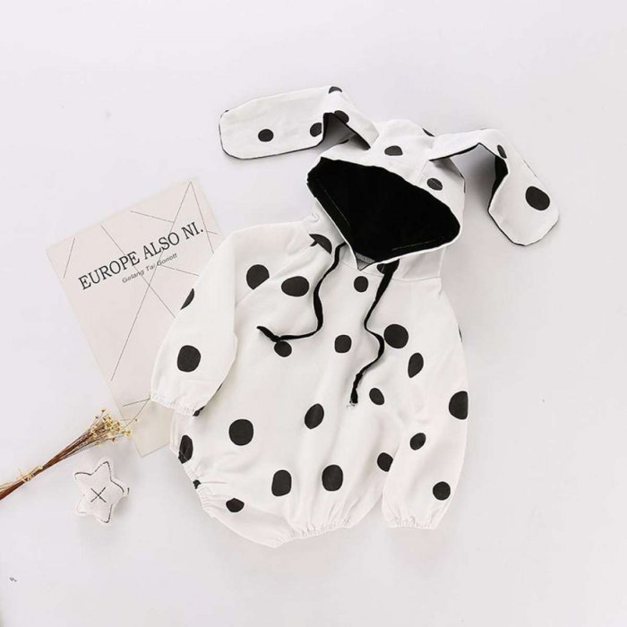 Cutebabyroom เด็กทารกเด็กแรกเกิดเด็กสาวจุดพิมพ์กระต่ายชุดเด็กคลุมหู Bodysuit Playsuit เสื้อผ้า