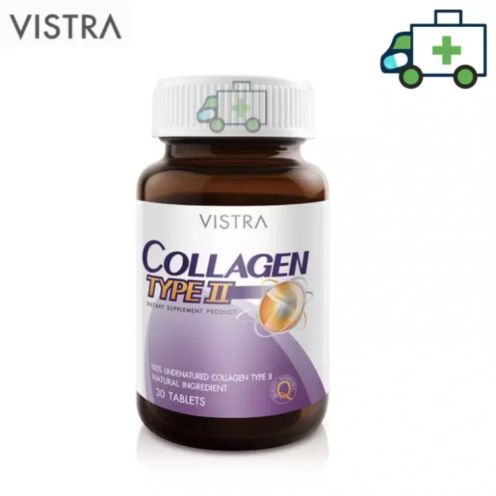VISTRA Collagen Type II (UC-II) วิสตร้า คอลลาเจน Type 2 บำรุงข้อ ข้อเสื่อม 30 เม็ด