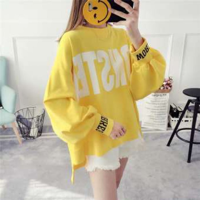 เสื้อยืดแขนยาวสไตล์หลวมอินเทรนต์ เนื้อผ้าดีใส่ได้ทุกเวลา