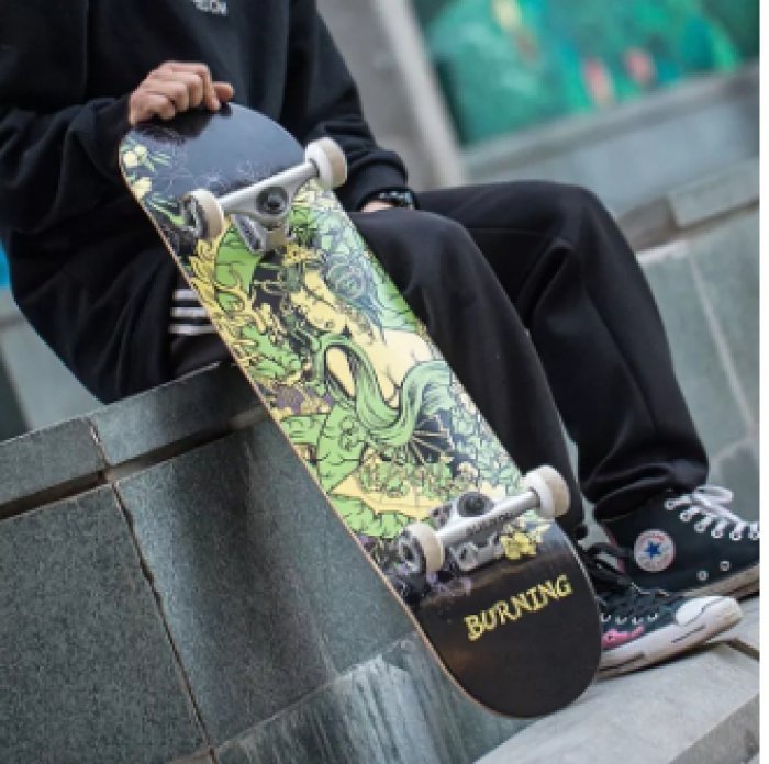 สเก็ตบอร์ด สเก็ตบอร์ด 4 ล้อ Skateboard สเก็ตบอร์ดแฟชั่น ลายสวยOille/pop shove/kickfilp/5050/frontside pop shove/heelfilp