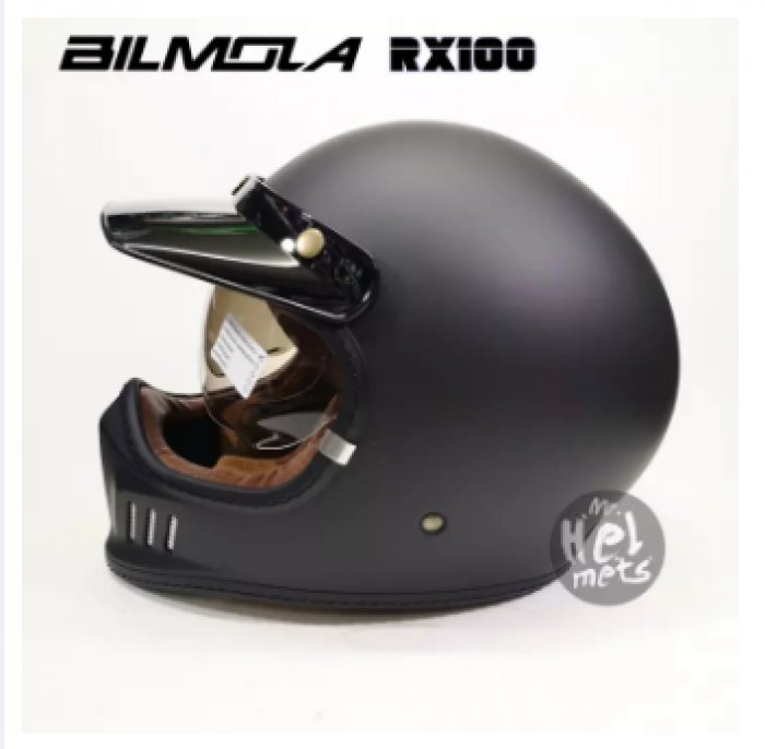 หมวกกันน็อกวิบาก วินเทจ Bilmola รุ่น RX100 ติดบูลทูธได้ ถอดซักได้ มีแว่นกันแดด Vintage Off Road Helmet