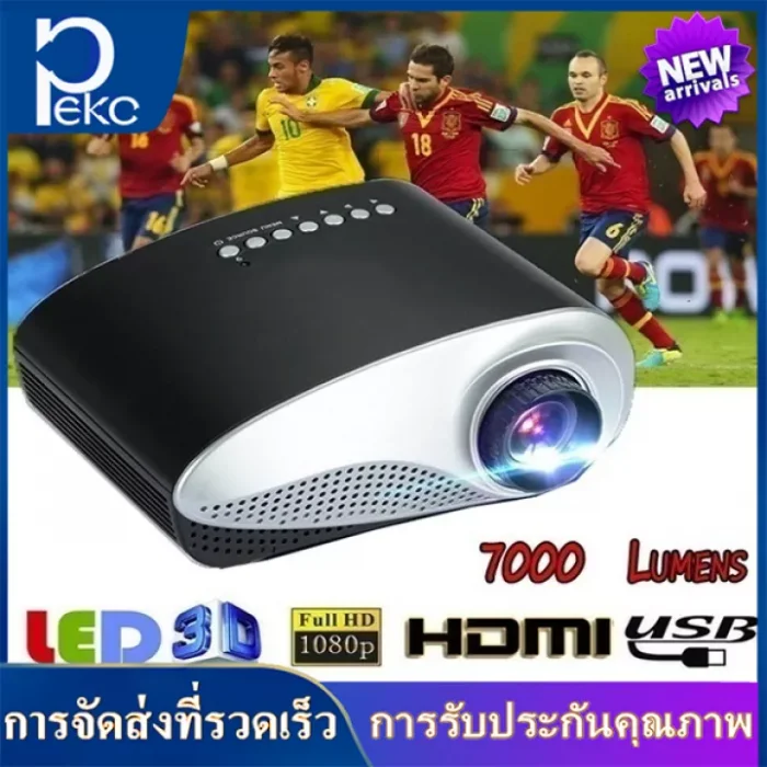 LEJIADA โปรเจคเตอร์ สมาร์ทโปรเจคเตอร์ สีดำ โปรเจคเตอร์ ขนาดเล็กพกพา จอLCD ความละเอียด1080p