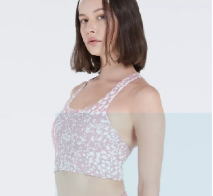 Wakingbee Grace Bra (Pink) สปอร์ตบรา ทรงคร้อป สายไขว้ ใส่ว่ายน้ำได้ ผ้ายืดหยุ่น กันยูวี แห้งเร็ว