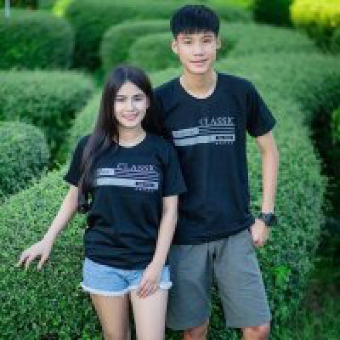 เสื้อคู่ เสื้อคู่รัก Forever Classic เสื้อยืด เสื้อคู่รักฮิต couple shirt คู่รัก ชุดคู่ เสื้อเเฟชั่น ชุดคู่รักสวยๆ สีดำ เเละขาว (ขายเป็นตัว)