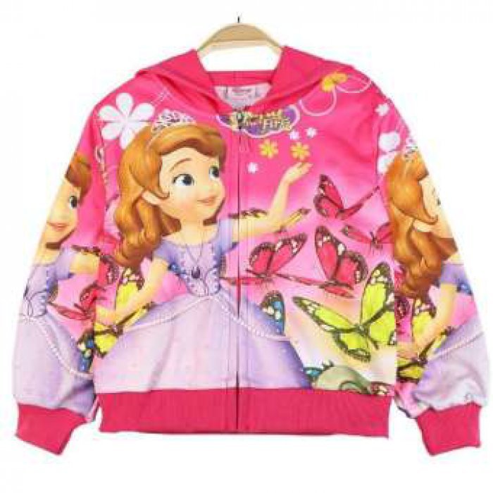 [BeautieItem] เสื้อกันหนาวเด็ก เสื้อแจ็คเกต เสื้อคลุม เสื้อฮู้ด เสื้อแขนยาว สำหรับลูกสาว งานพิมพ์ลายการ์ตูน โซเฟีย Sofia สีชมพูเข้ม (งานป้าย) น่ารักมากๆค่ะ