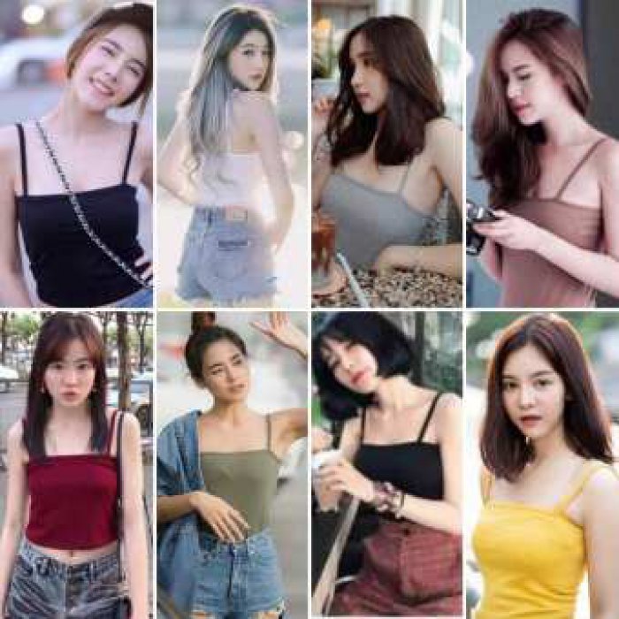 สายเดี่ยววินเทจ น่ารักผ้าเนื้อดีนุ่ม ยืดหยุ่นมากใส่สบาย เที่ยว แฟชั่น แมทกับกางเกงยีนส์ ทำงาน ทับใน ซัมเมอร์ หน้ารอน