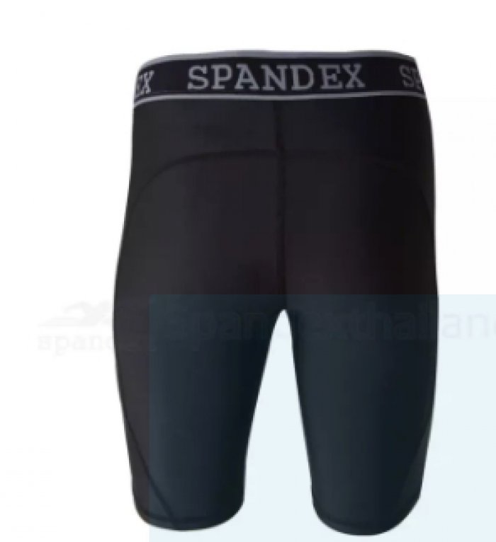 Spandex SP002 กางเกงรัดกล้ามเนื้อขาสั้นตัดต่อ สีดำ/ตะเข็บดำ L