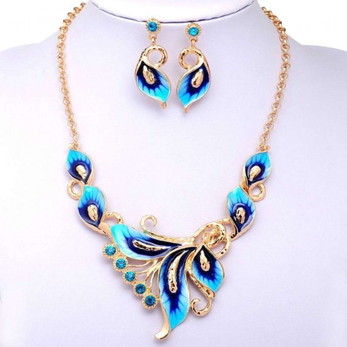 Bodhi ผู้หญิงเคลือบดอกไม้เสน่ห์ R hinestone S tud E arrings ชุดเครื่องประดับสร้อยคอโซ่