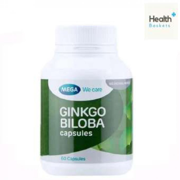 Mega We Care Ginkgo Biloba 60เม็ด x 1 กระปุก สารสกัดจากใบแป๊ะก๊วย