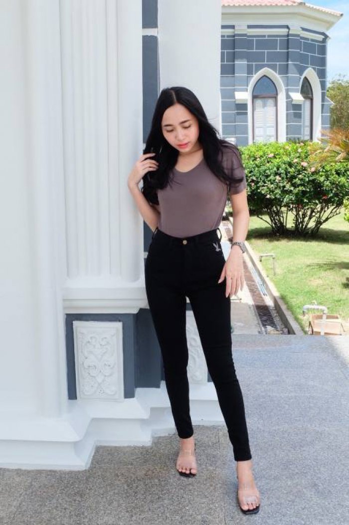 iFashion 156 กางเกงยีนส์ผู้หญิง เอวสูง เดฟ นก กางเกงผู้หญิง