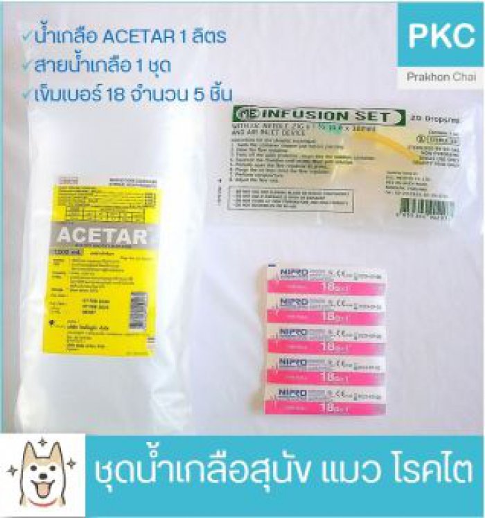 11.11 วันเดียว ลดแรง!!! ชุดให้น้ำเกลือ ครบเซ็ท สุนัขโรคไต แมวโรคไต น้ำเกลือสุนัข ให้น้ำเกลือ ใต้ผิวหนัง น้ำเกลือ ACETAR 1000 ml