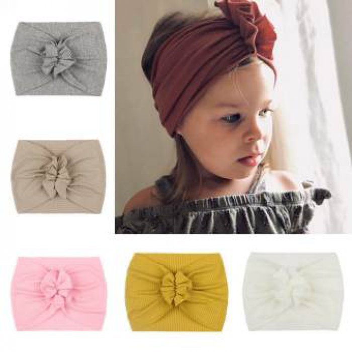 กว้างนุ่มเด็กทารกHeadbandดอกไม้ทารกแรกเกิดElasticผ้าคาดผมผ้าโพกหัวTurbanเด็กเครื่องประดับผม