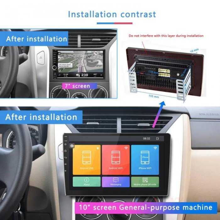 [จัดส่งฟรี+กล้องหลัง】2 Din Car Stereo รถวิทยุ 10.1 นิ้วระบบ Android อัตโนมัติสเตอริโอ 2.5D หน้าจอ Capacitive บลูทู ธ WIFI GPS Quad Core สำหรับสากลด้วยกล้องมองหลัง