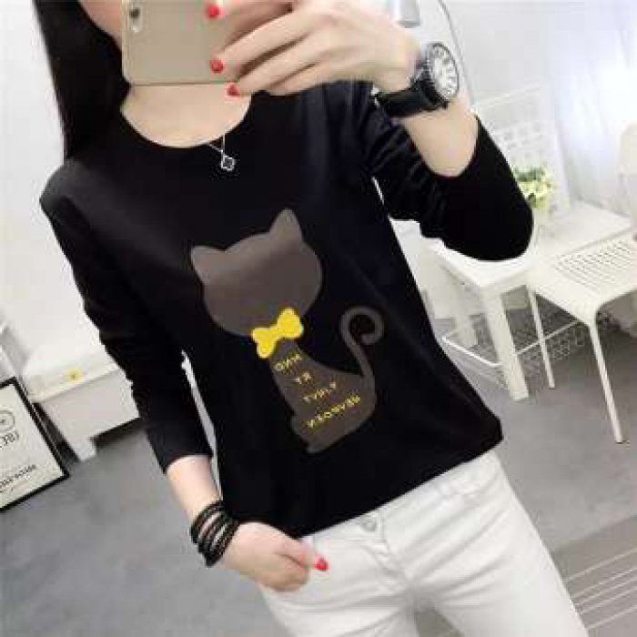 เสื้อยืดคอกลมแขนยาวพิมพ์ลาย แฟชั้น wlm