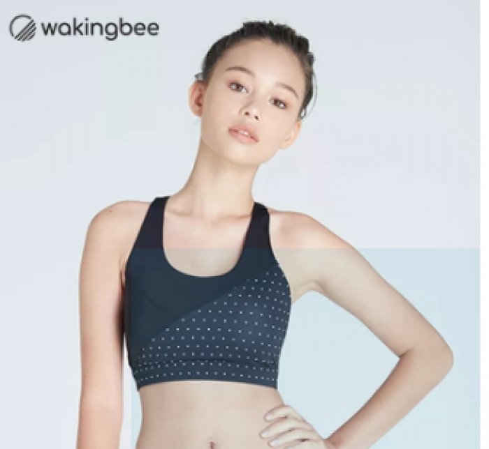 Wakingbee Dots Bra (Black) สปอร์ตบรา ออกกำลังกาย ใส่ว่ายน้ำได้ กันยูวี ลายจุด