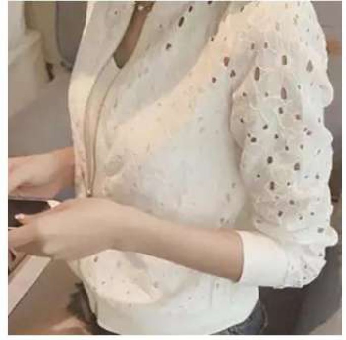 เสื้อคลุมกันแดด YF002 แขนยาว แฟชั่นผู้หญิงสไตล์เกาหลี ลายลูกไม้ สวย แบบซิปรูด L XL XXL