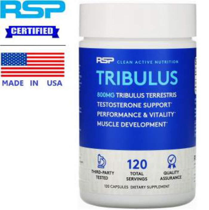 RSP Tribulus 800 mg x 120 เม็ด อาร์เอสพี นูทรีชั่น ไตรบูลาส โคกกระสุน เพิ่มประสิทธิภาพของฮอร์โมน เสริมสมรรถนะ ช่วยฟื้นฟูกล้ามเนิ้อหลังออกกำลังกาย