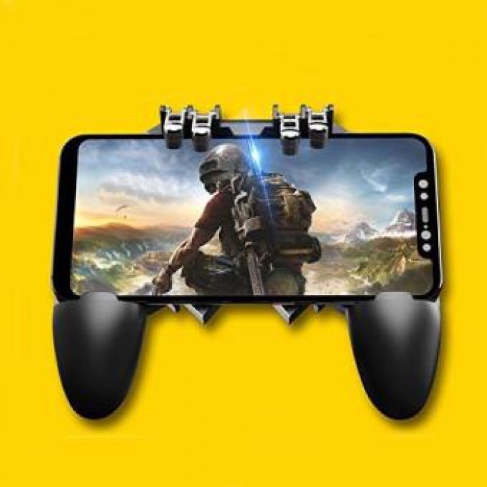 จอยเกมล์จอยมือถือPubgจอย Ros ด้านจับ ปุ่มช่วยยิง joypad รุ่น AK-66 New (ใหม่ล่าสุด) กดได้ 4นิ้วพร้อมกัน