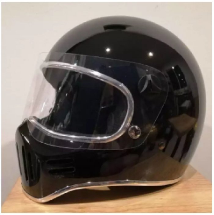 หมวกกัน​น็อค​เต็มใบ​ สีดำเงาคิ้วเงิน Model CT3​ Full​ Face​ by JTM RIDERS