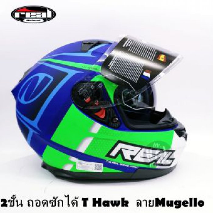 ลดล้างสต็อค ！หมดแล้วหมดเลย REAL T-HAWK MUGELLO แว่น 2 ชั้น นวมถอดซักได้ รองรับการติดตั้งบลูทูธ หมวกกันน็อค