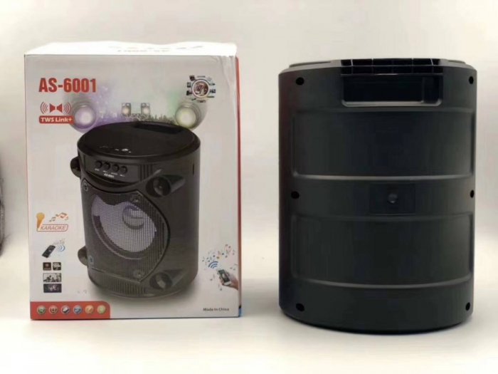 ลำโพงบลูทูธขนาดพกพา AS-6001 วางมือถือได้ ลำโพงร้องคาราโอเกะ เชื่อมลำโพงสองตัวพร้อมกันได้ TWS LINK+ มีไฟขณะเล่นเพลงLED