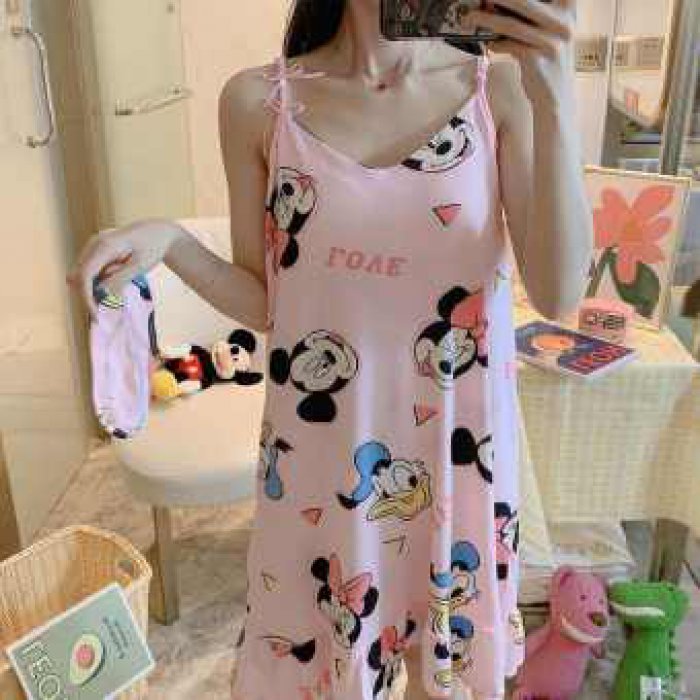 SUNNY SHOP--ชุดนอนผู้หญิง กระโปรงสายเดี่ยว ลายกระตุน มีผ้าปิดตาให้ด้วยค่ะ มีไซส์m--xxl