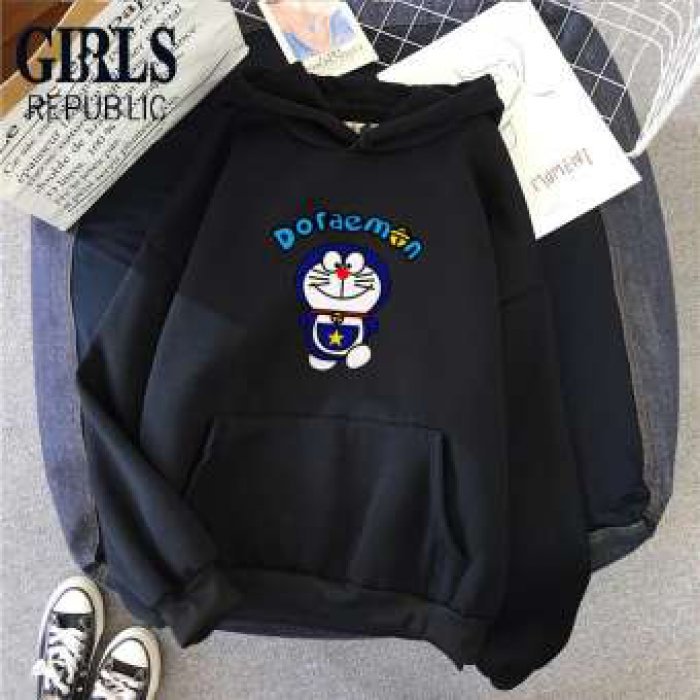 เสื้อคลุมสเวตเตอร์ Girls Republic ฤดูใบไม้ร่วงและฤดูหนาวของผู้หญิงเสื้อแจ็คเก็ตหนาตัวหนังสือลายการ์ตูน