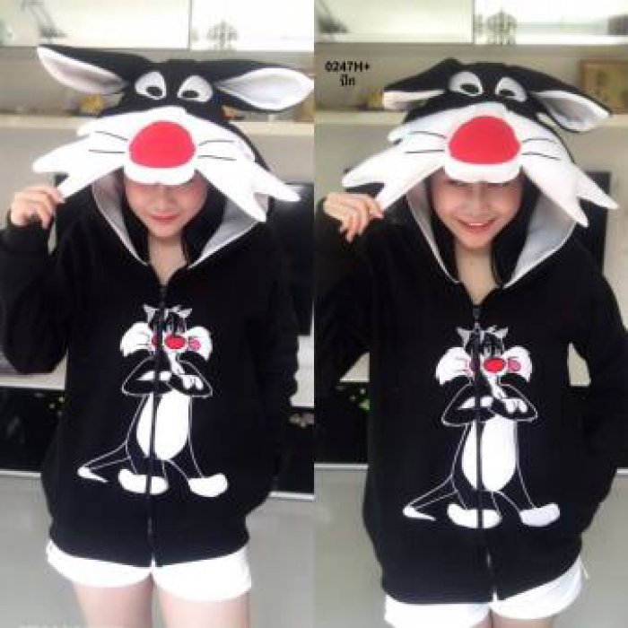S0247-77 เสื้อกันหนาว ฮู้ดการ์ตูน