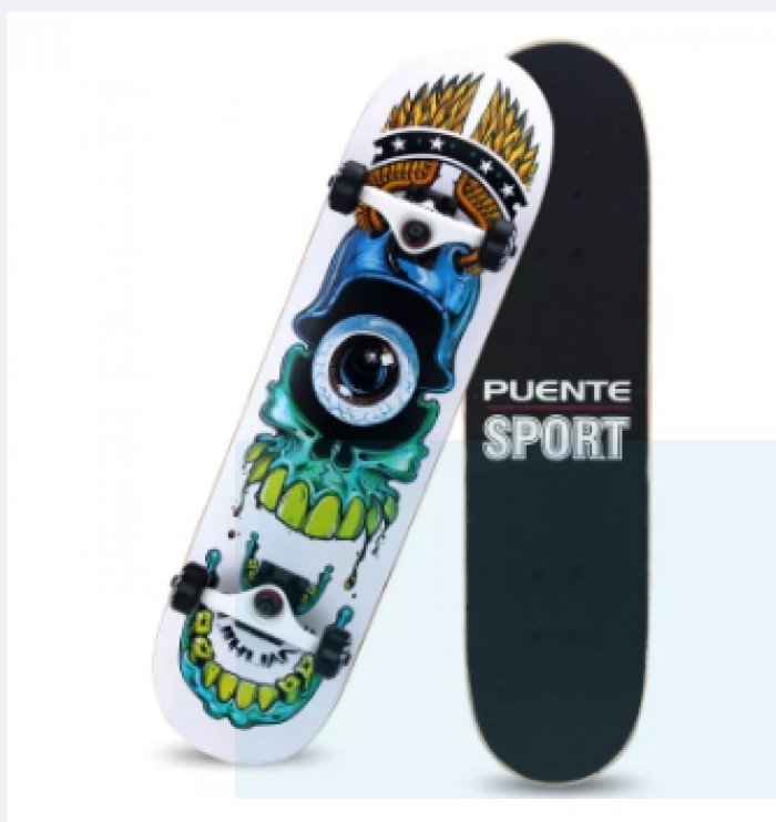 แท้ PUENTE SkateBoard เสก็ตบอร์ด แท้ skateboard ผู้ใหญ่ Four-wheel Double Kick Deck Skateboard -Graffiti