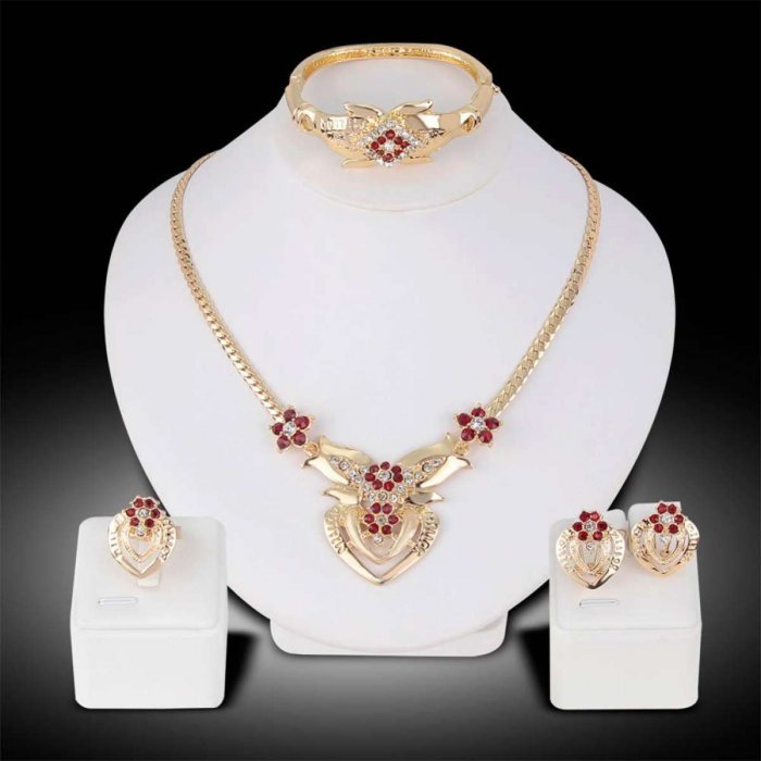 Kuhong เครื่องประดับจัดงานแต่งงานเจ้าสาวตั้งคริสตัล rhinestone เสน่ห์สร้อยคอและต่างหูและจี้และสร้อยข้อมือ