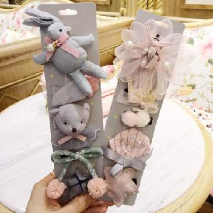 5ชิ้น/เซ็ตน่ารักผมเด็กผู้หญิงคลิปการ์ตูนกระต่ายBowsกิ๊บติดผมรูปมงกุฎเด็กยืดหยุ่นที่รัดผมHeadwearผมเด็กผู้หญิงเครื่องประดับผม