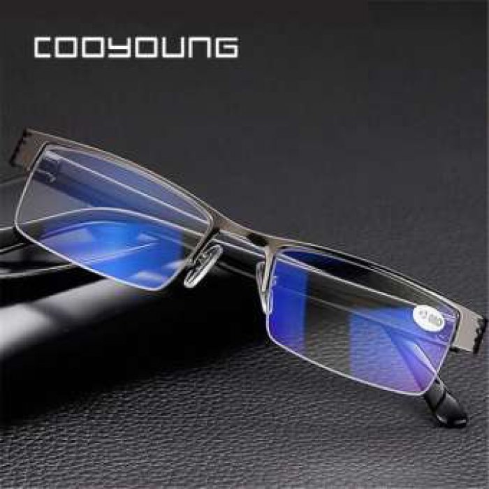 แว่นสายตายาว แว่นอ่านหนังสือ แว่นตาอ่านหนังสือ แว่นตาสายตายาว Titanium Alloy Blue Film Resin Reading Glasses Prescription Eyeglasses