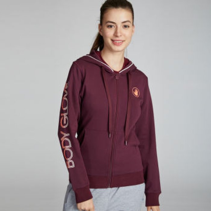 BODY GLOVE Sport Casual Interlock Spandex Hoodies - Women เสื้อฮู้ดแขนยาว ผู้หญิง สี Burgandy
