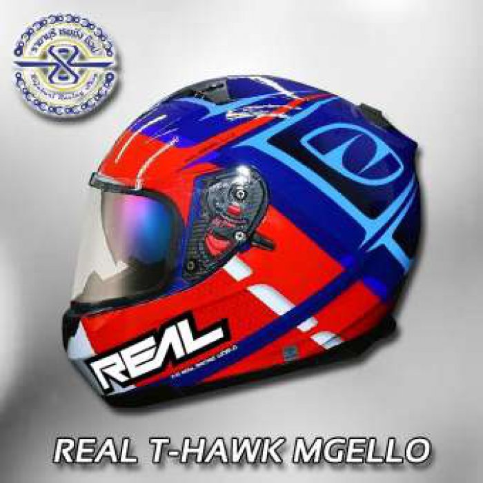 หมวกกันน็อค Real T-Hawk Mugello ลายใหม่ 2019 ( เรียล ที-ฮอร์ค มูเจลโล่ ) แว่น 2 ชั้น **ส่งฟรี มีเก็บเงินปลายทาง**