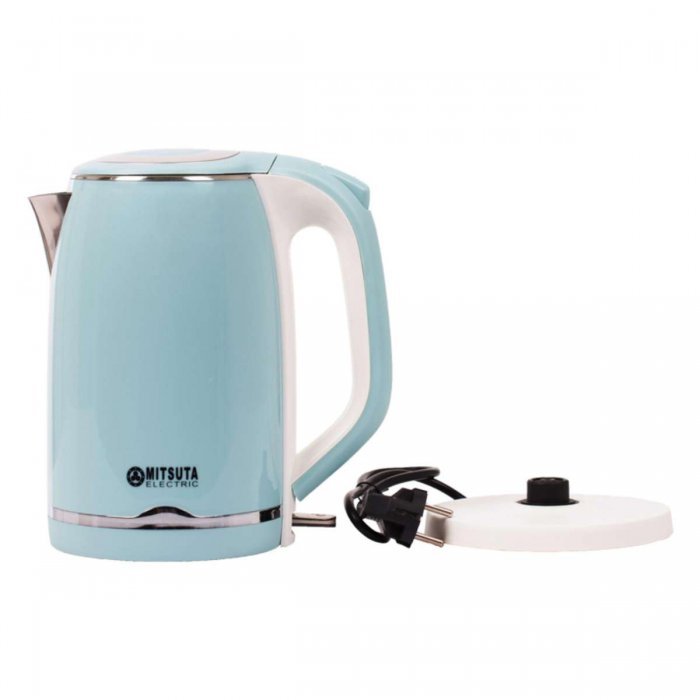 MITSUTA กาต้มน้ำไฟฟ้าสแตนเลสหนา 2 ชั้น ไร้สาย 2.0 ลิตร รุ่น MEK202 (Blue)