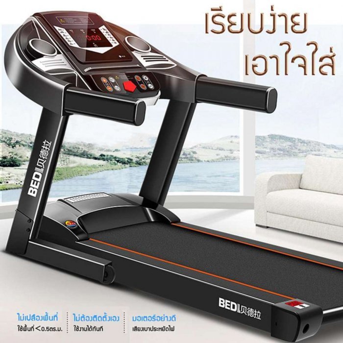 GINGPAI BED ลู่วิ่งไฟฟ้า เรียบง่าย เสียงเบา ลดแรงกระแทก ลู่วิ่งมินิ พับเก็บได้ เครื่องออกกำลังกาย
