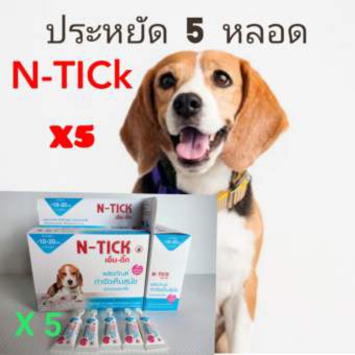 X5ชุด N-TICk แบ่ง 5 หลอด หยด ฆ่าเห็บหมัดและควบคุม แบบหยดหลังสุนัข