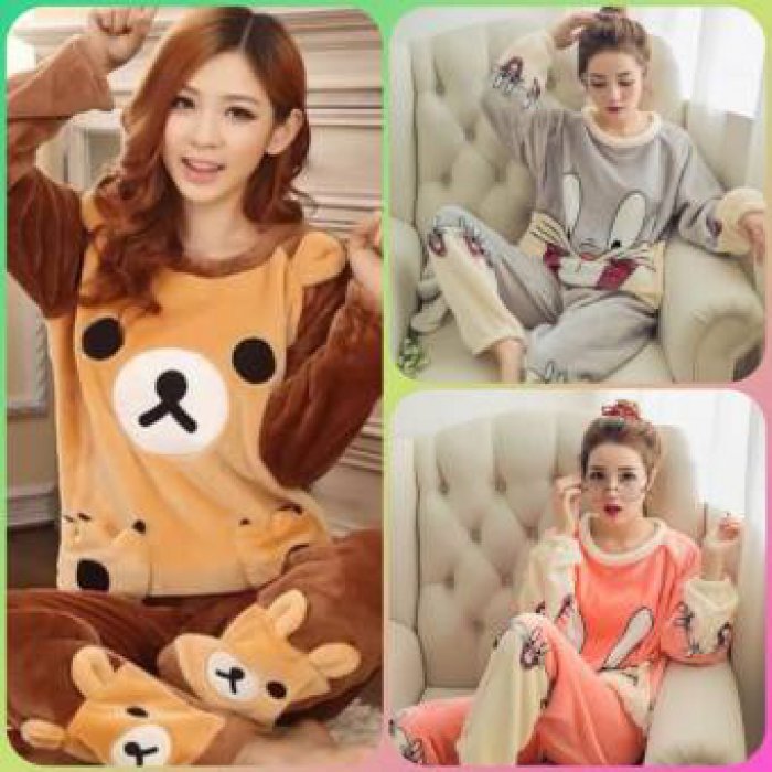 SW pajamas ชุดนอนผู้หญิง ฤดูหนาวและฤดูใบไม้ร่วง ผ้าcotton ขนนุ่ม ผ้าหนานุ่มและอุ่น ชุดนอนน่ารัก ชุดนอนแฟชั่น ชุดนอนเกาหลี