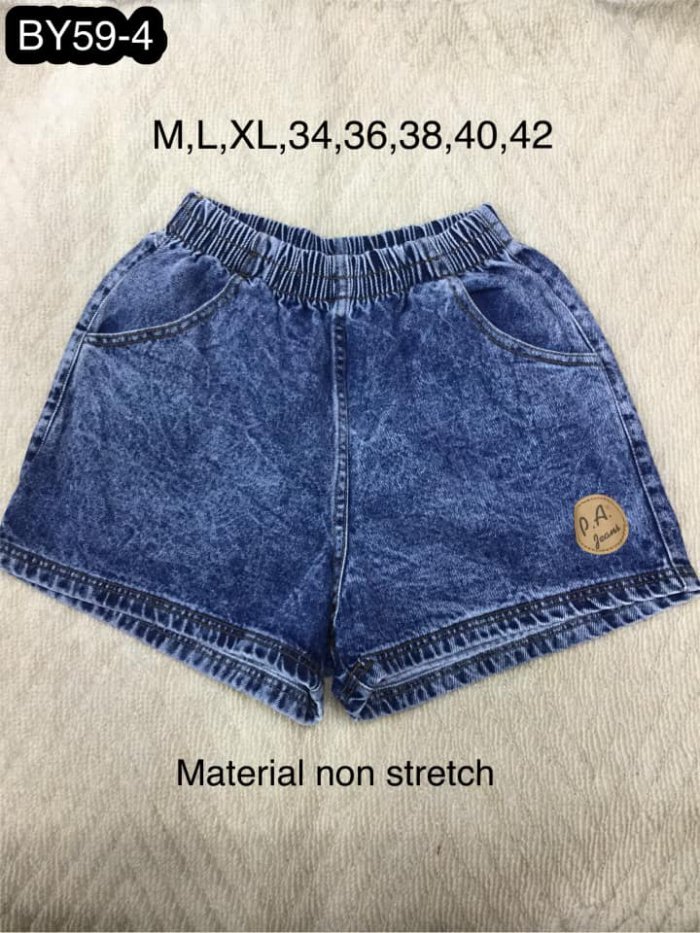  P.A Jeans กางเกงขาสั้นเอวสม็อค กางเกงยีนส์ ขาสั้นเอวสม็อค กางเกงยีนส์ขาสั้น ผญ กางเกงยีนส์ขาสั้น เอวยางยืด มีไซส์ใหญ่ 38 40 42