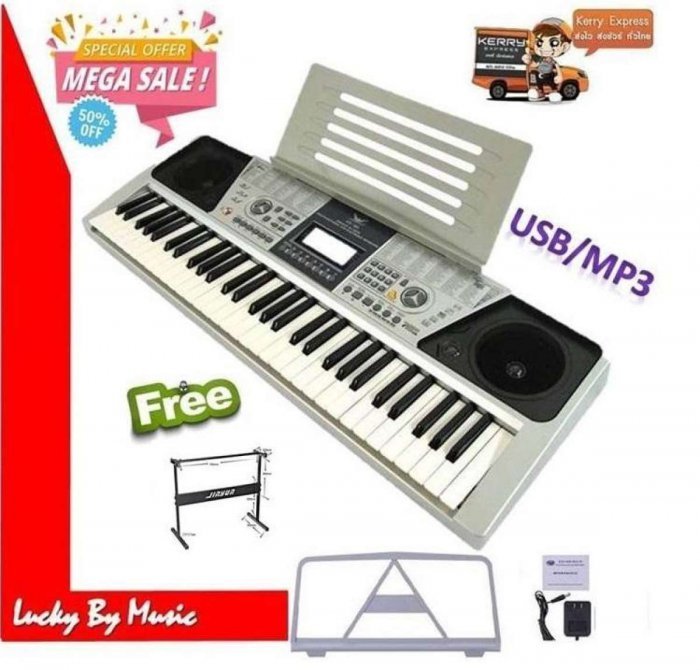 XTS-6199 คีย์บอร์ด 61 คีย์มาตรฐาน (คีย์ใหญ่) มี USB/MP3Built-in MP3 player with USB Micro SD port แถมฟรี!! ขาวางโน๊ต+อเดปเตอร์+ขาตั้งคีย์บอร์ด (มูลค่า 1200 )