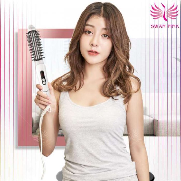 Swan Pink เครื่องม้วนผมไฟฟ้า หนึบผมไฟฟ้า แปรงม้วนผมไฟฟ้า เครื่องม้วนผม+หนึบผม เครื่องม้วนผมไฟฟ้า แกนม้วนผมวอลลุ่ม หนีบตรง ลอน ใช้กำลังไฟฟ้า 40 วัตต์ มี 2 สี ขาวและชมพู