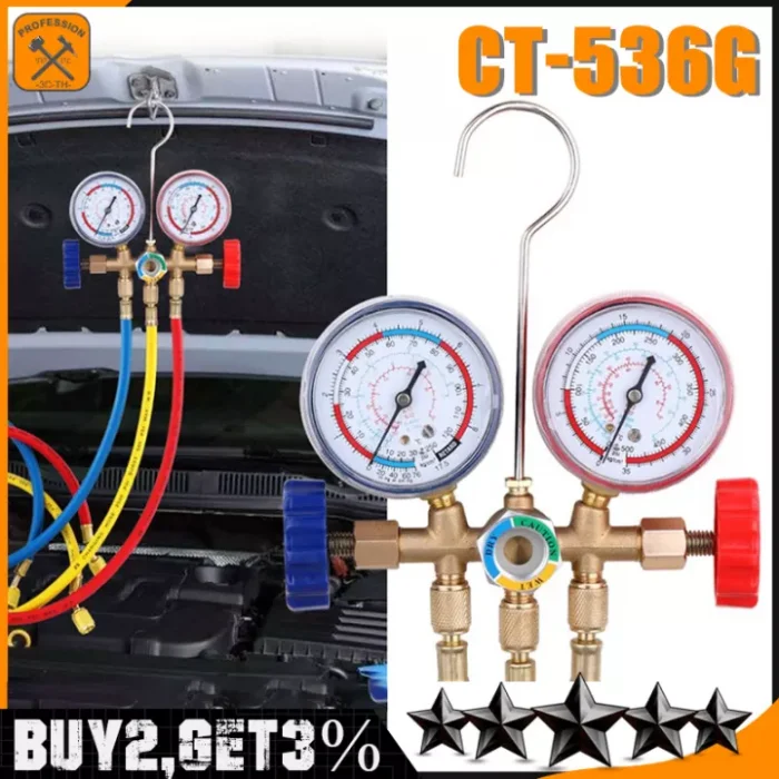 เกจวัดน้ำยาแอร์ CT-536G สำหรับวัดน้ำยา R-22, R-134a, R407, R404 สายยาว 36 เกจน้ำยา เกจเติมน้ำยาแอร์ เกจชาร์จน้ำยาแอร์