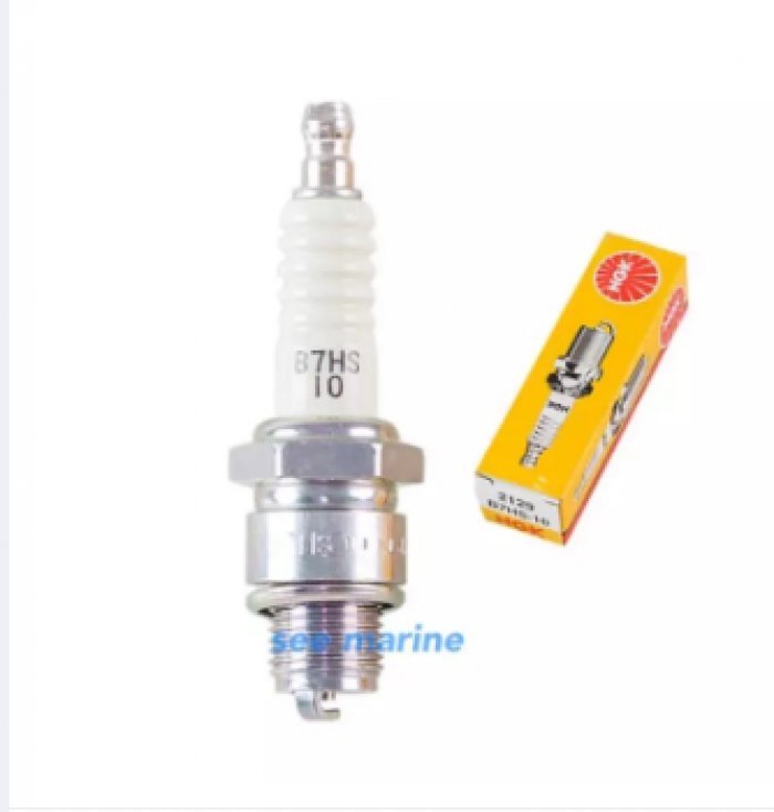 หัวเทียน NGK B7HS-10 ใช้กับเครื่องยนต์เรือ YAMAHA  เครื่อง 2จังหวะ รุ่น รุ่น 6C , 6D , 8C , 9.9D , 9.9F , 15D , 15F , 25V , 30G , 40H , 40V