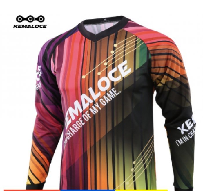 KEMALOCE 2021 ฤดูร้อนเสื้อวิบาก แดงเสื้อแขนยาวเสื้อมอเตอร์ไซค์ แข่งรถชุดปั่นจักรยานผู้ชาย