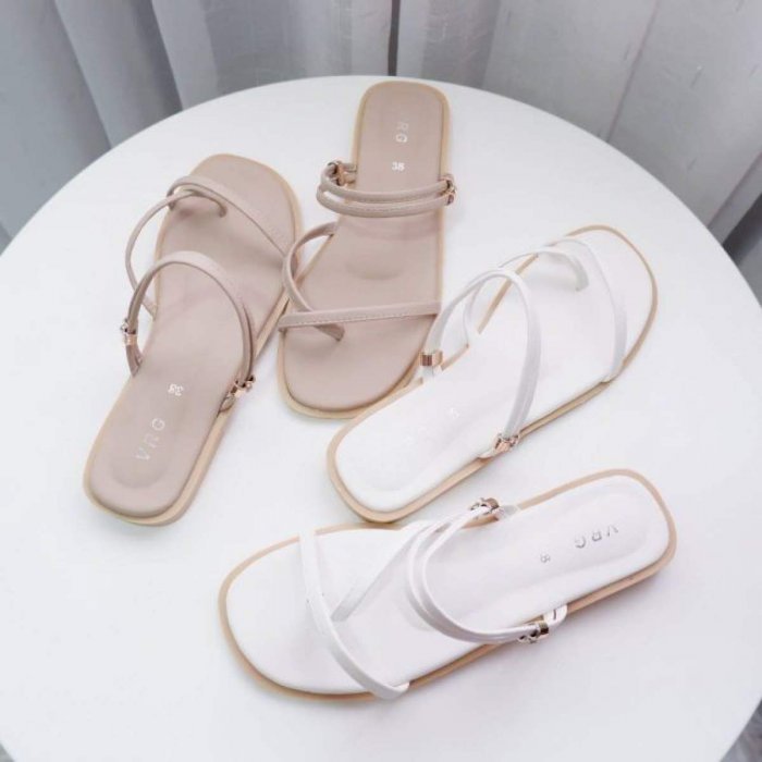 Angers shop รองเท้าสวม​รุ่น2สไตล์​สีขาว​ นู้ด แนะนำ+1ไซส์