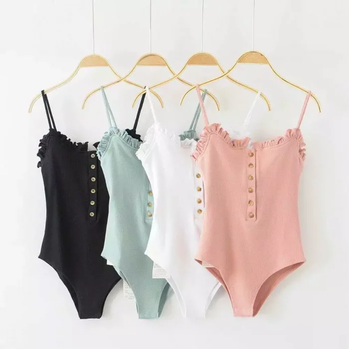 HolidayQueen แฟชั่นสุภาพสตรีใหม่ suspenders ลูกไม้ปุ่ม jumpsuit sw075