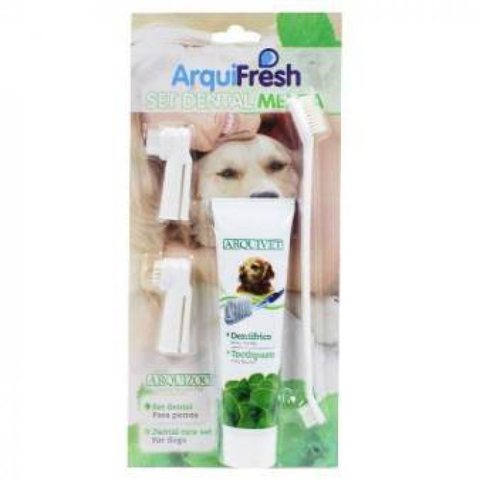 Arquifresh ยาสีฟันสำหรับสุนัข รสมินท์ ขนาด 100 กรัม พร้อมแปรง 1 ชุด 