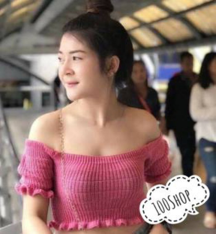 เสื้อแฟชั่น100บาท : เสื้อปาดไหล่ ไหมพรม ยืดได้เยอะ สวยๆใสๆ เรียบหรู